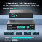 NICGIGA GS0410P Switch PoE 5-port Gigabit 4x PoE+ 78W Plug&Play VLAN