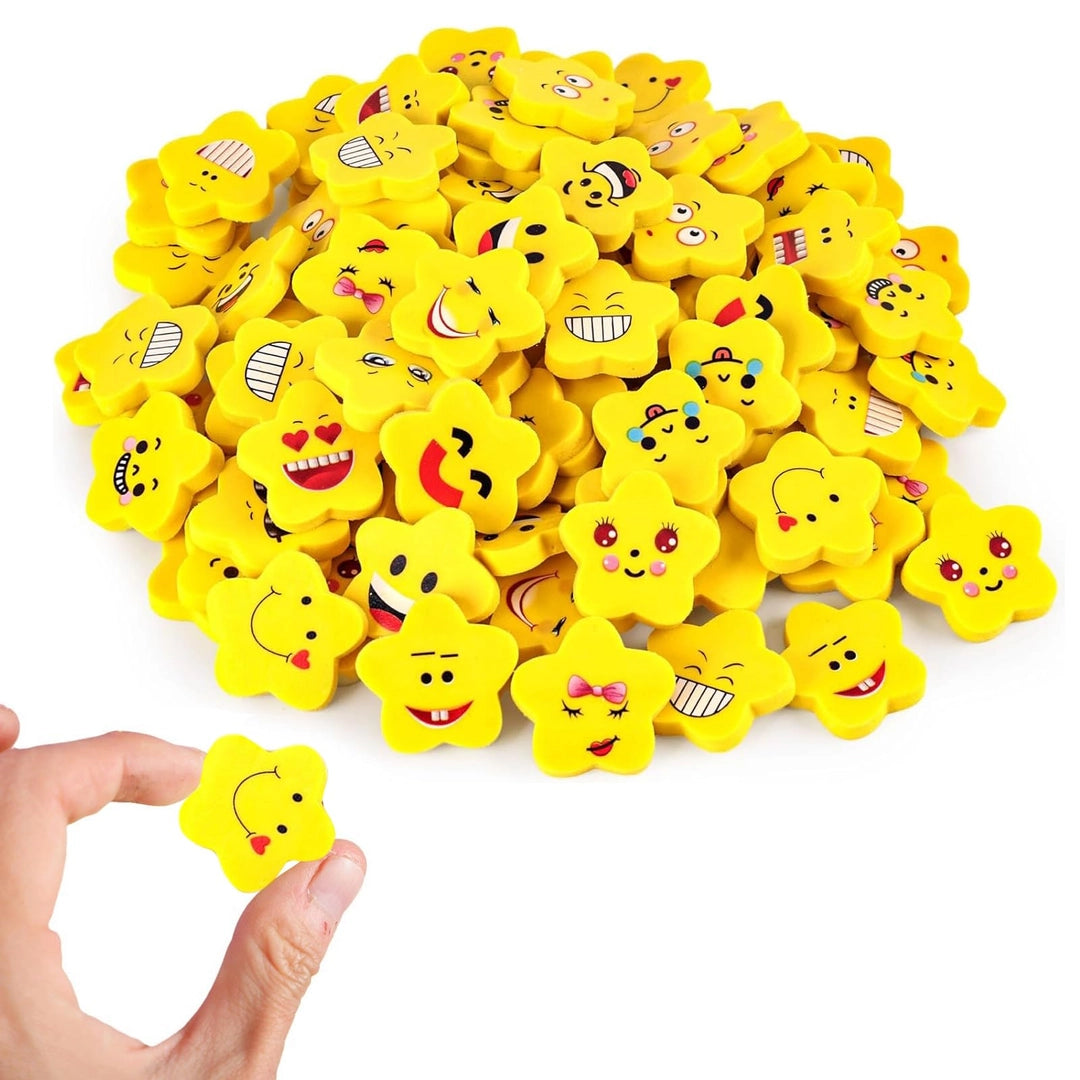 Gumki do ścierania dla dzieci w kształcie gwiazdek emoji Gwiazdki 10 sztuk uśmiechnięte Główne zdjęcie produktu