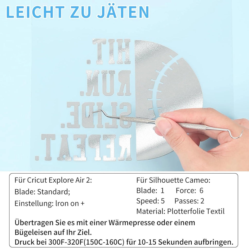 Termotransferowa Folia Winyl HTV Flex Metaliczna Srebrna Do Nadruków 3m x 30cm