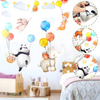 Naklejki na ścianę dla dzieci zwierzątka z balonami 80x39 cm do pokoju malucha