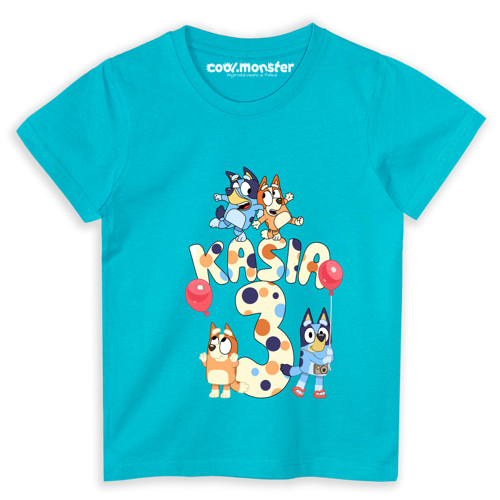 Bluey - T-Shirt Koszulka z Imieniem i Cyfrą - Różne Kolory - BLUE01