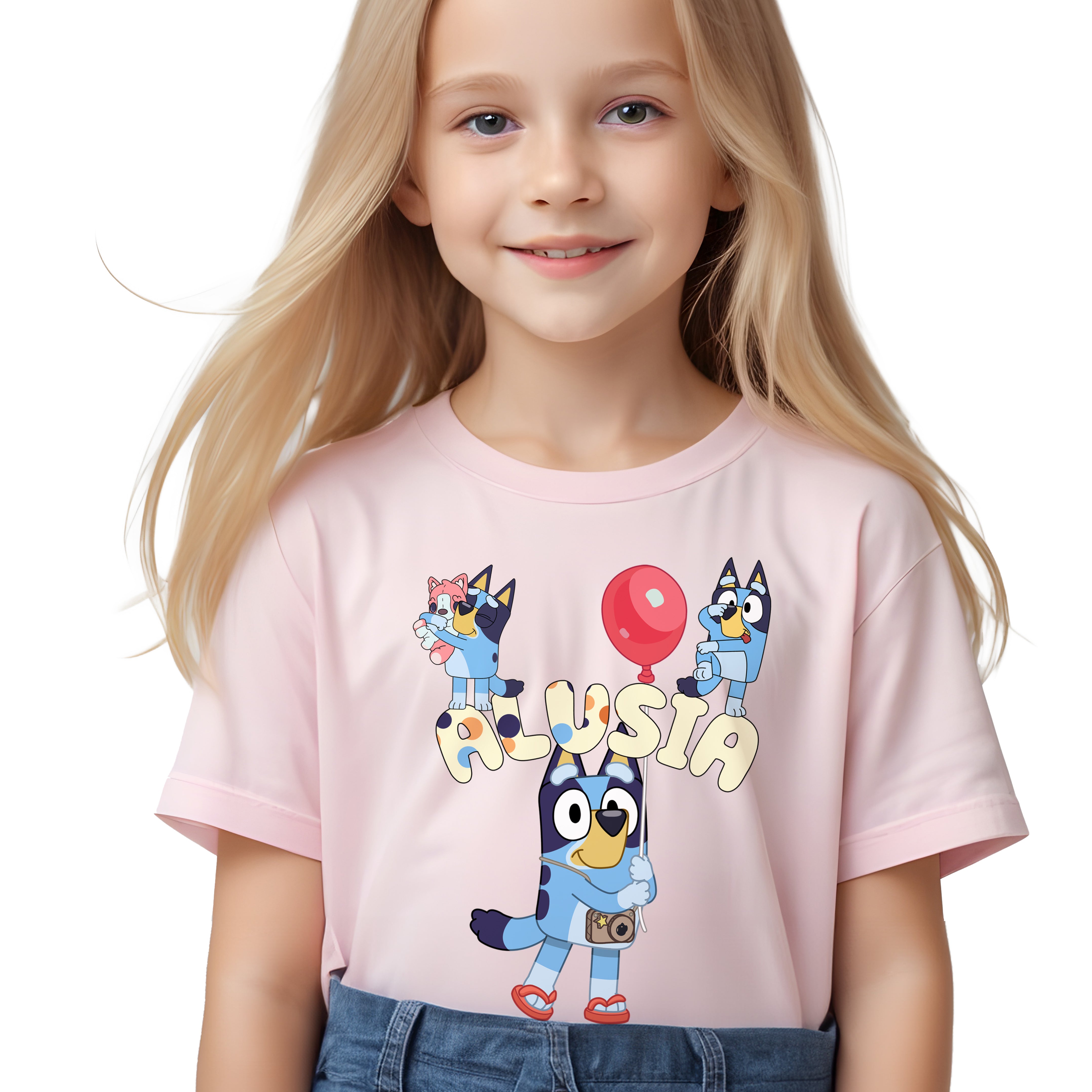 Bluey i Bingo - T-Shirt Koszulka z Imieniem - Różne Kolory - BLUE02 Główne zdjęcie produktu