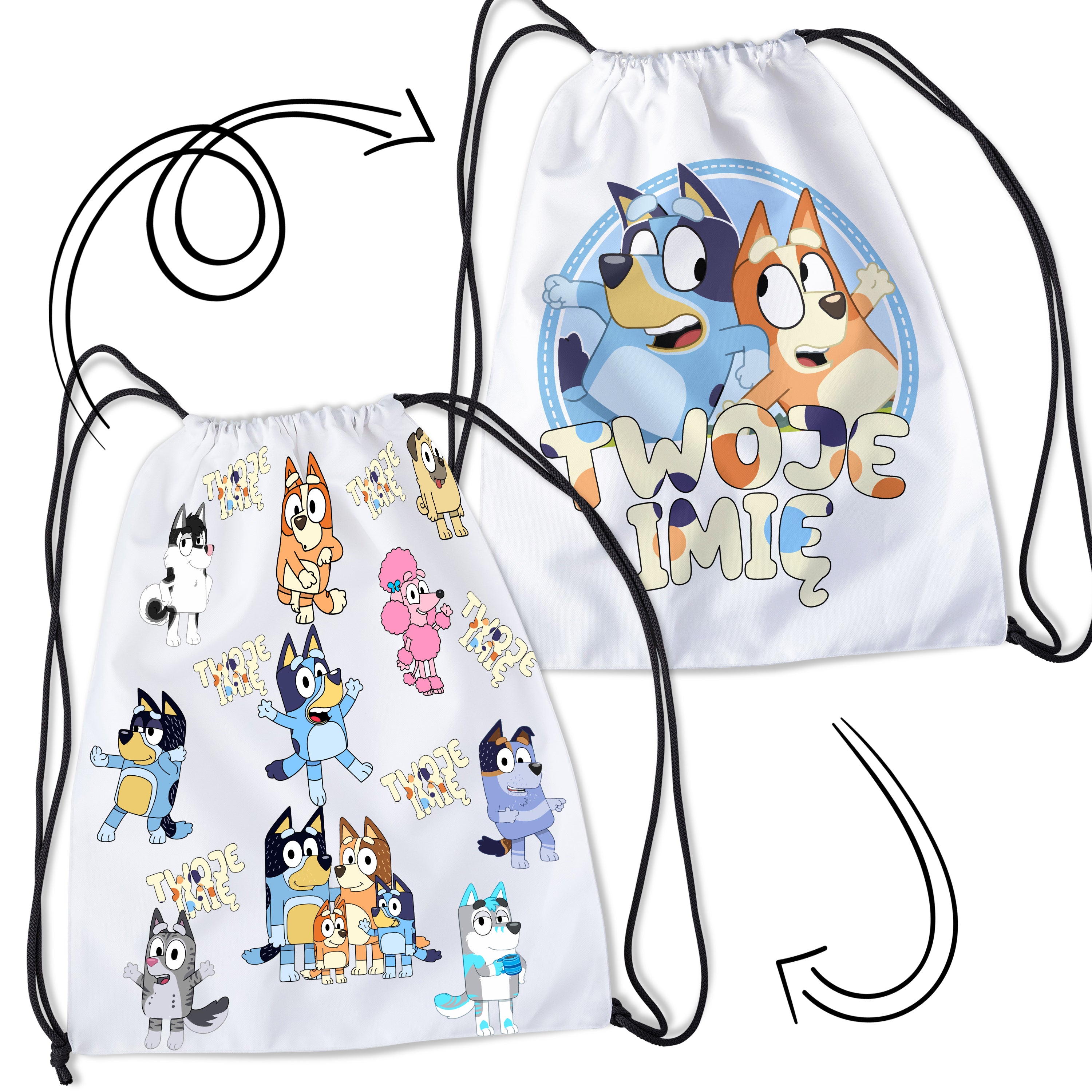 Personalizowany Worek Torba Szkolna na siłownię z Imieniem Bluey BLUE.BAG.1 Główne zdjęcie produktu