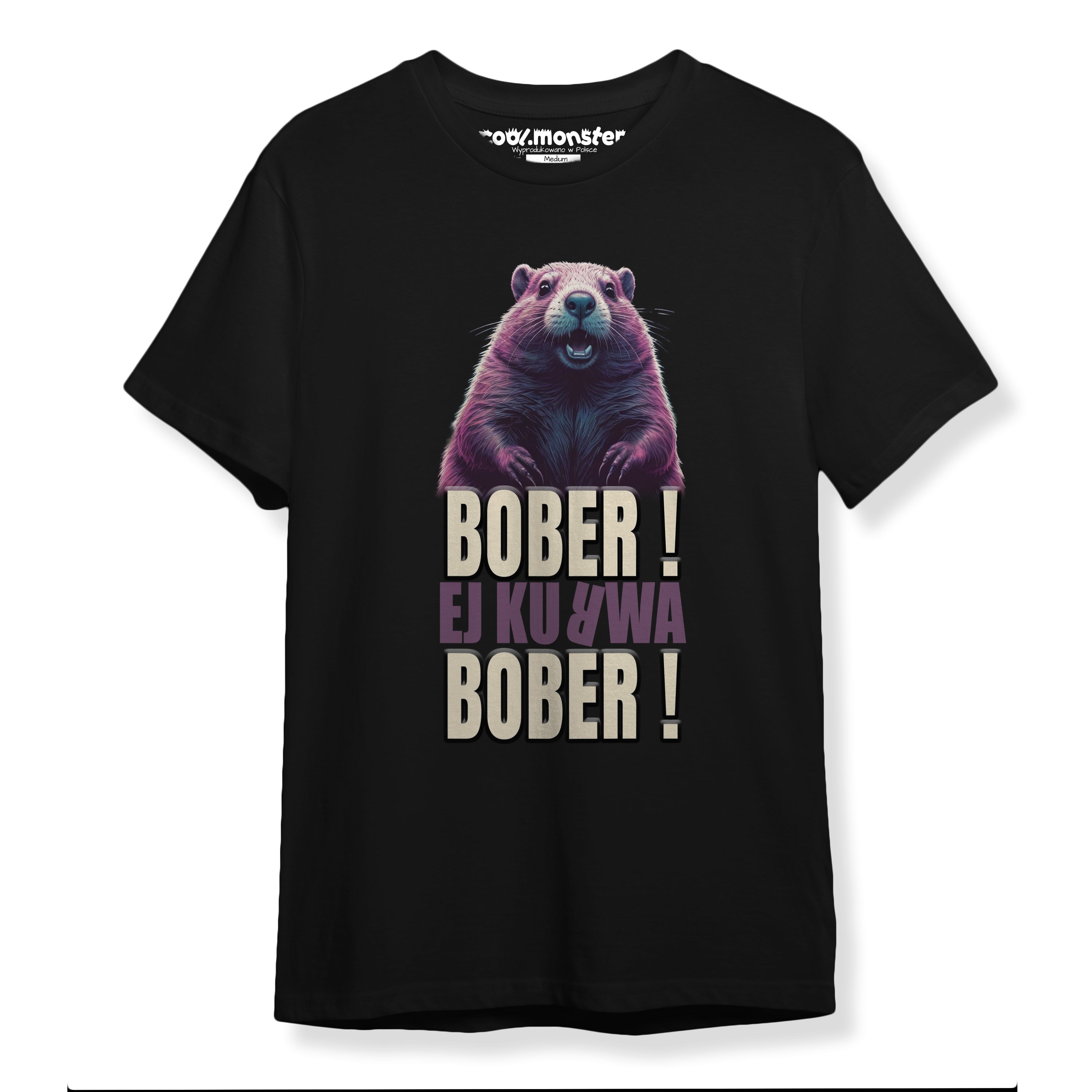 Koszulka Męska T-Shirt Bóbr Bober z Bobrem Filmik Mem - Czarna - S-2XL BOBER01 Drugie zdjęcie produktu