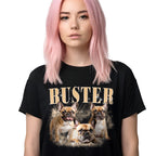 Personalizowana Koszulka Bawełniana Bootleg z Twoim Psem Rap Retro Vintage T-Shirt ze zdjęciami Psa Pupila