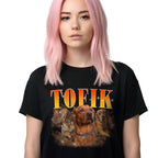 Personalizowana Koszulka Bawełniana Bootleg z Twoim Psem Rap Retro Vintage T-Shirt ze zdjęciami Psa Pupila