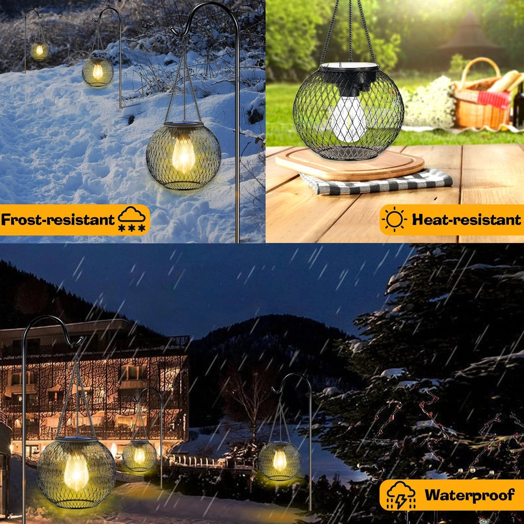 Zestaw 2 Lampionów Solarnych Ogrodowych wiszących Retro Wiszące Kule Do Dekoracji