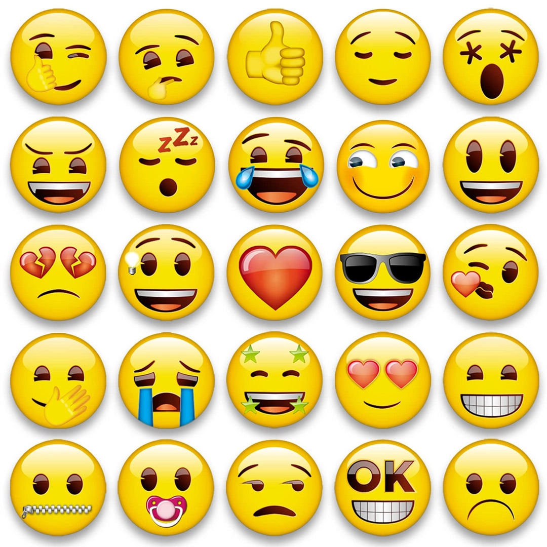 Zestaw magnesów emoji 28 szt. uśmiechnięte buźki 3 cm na lodówkę i auto