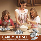 Zestaw ringów cukierniczych ze stali nierdzewnej 6 szt. + popychacz i szpatułka