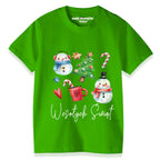 Świąteczna Bawełniana Koszulka T-Shirt - napis Wesołych Świąt - dziecięca C04