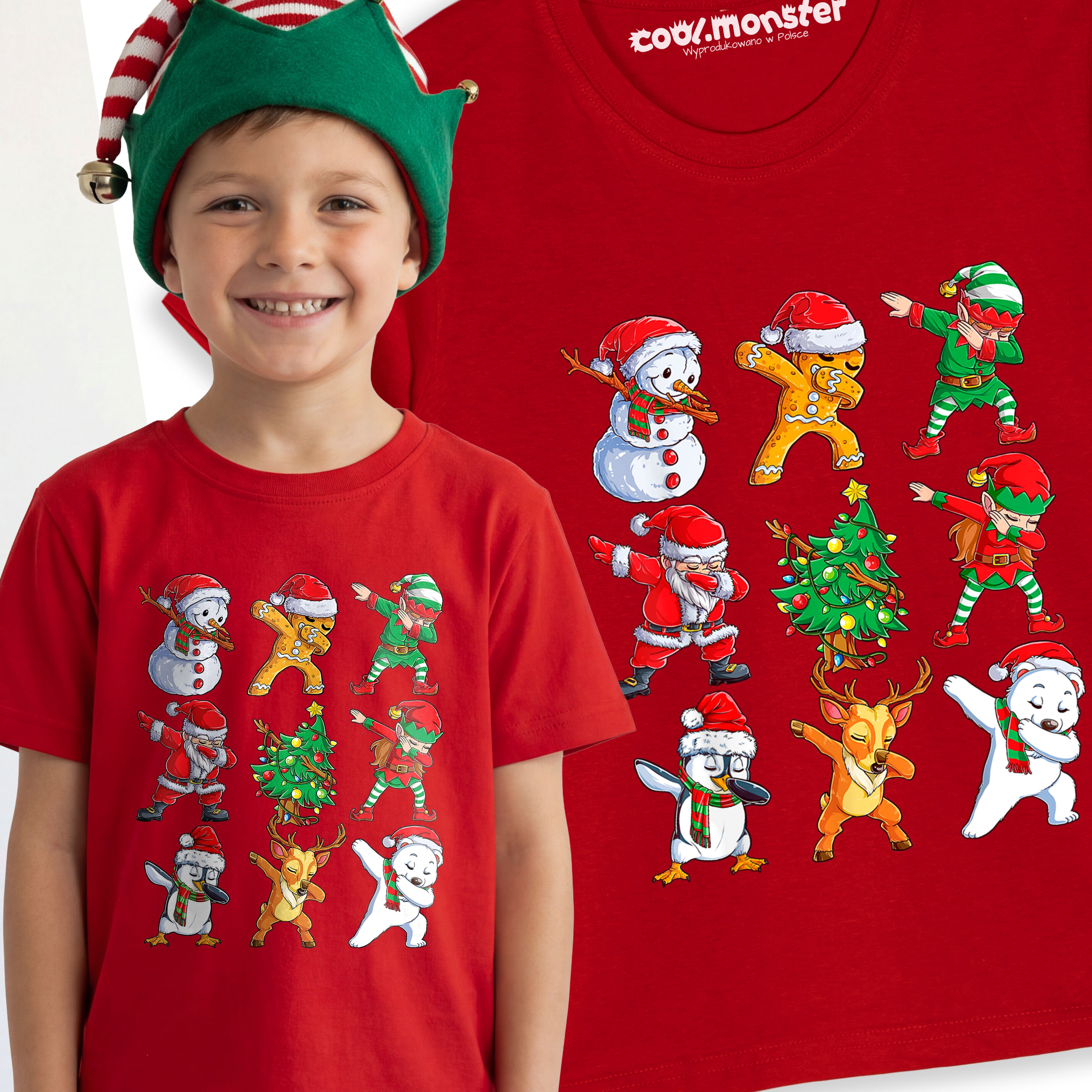 Koszulka świąteczna Dabbing Mikołaj i ekipa - Dla Dzieci i Dorosłych CHR021