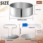 Zestaw ringów cukierniczych ze stali nierdzewnej 6 szt. + popychacz i szpatułka