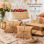 Ekologiczne pudełeczka mini pudełka prezentowe kraft 50 szt z naklejkami