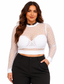 Top Letni Siatkowa Bluzka Lekki Seksowny Biały Crop Top Rozmiar Plus Size XXL