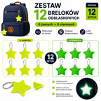 Zestaw Odblasków Odblaskowe Breloki Dla Dzieci Odblaski Gwiazdki 12 sztuk