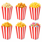 Pudełka na Popcorn Amerykańskie Mini Opakowania 30 szt Czerwono-Białe Paski