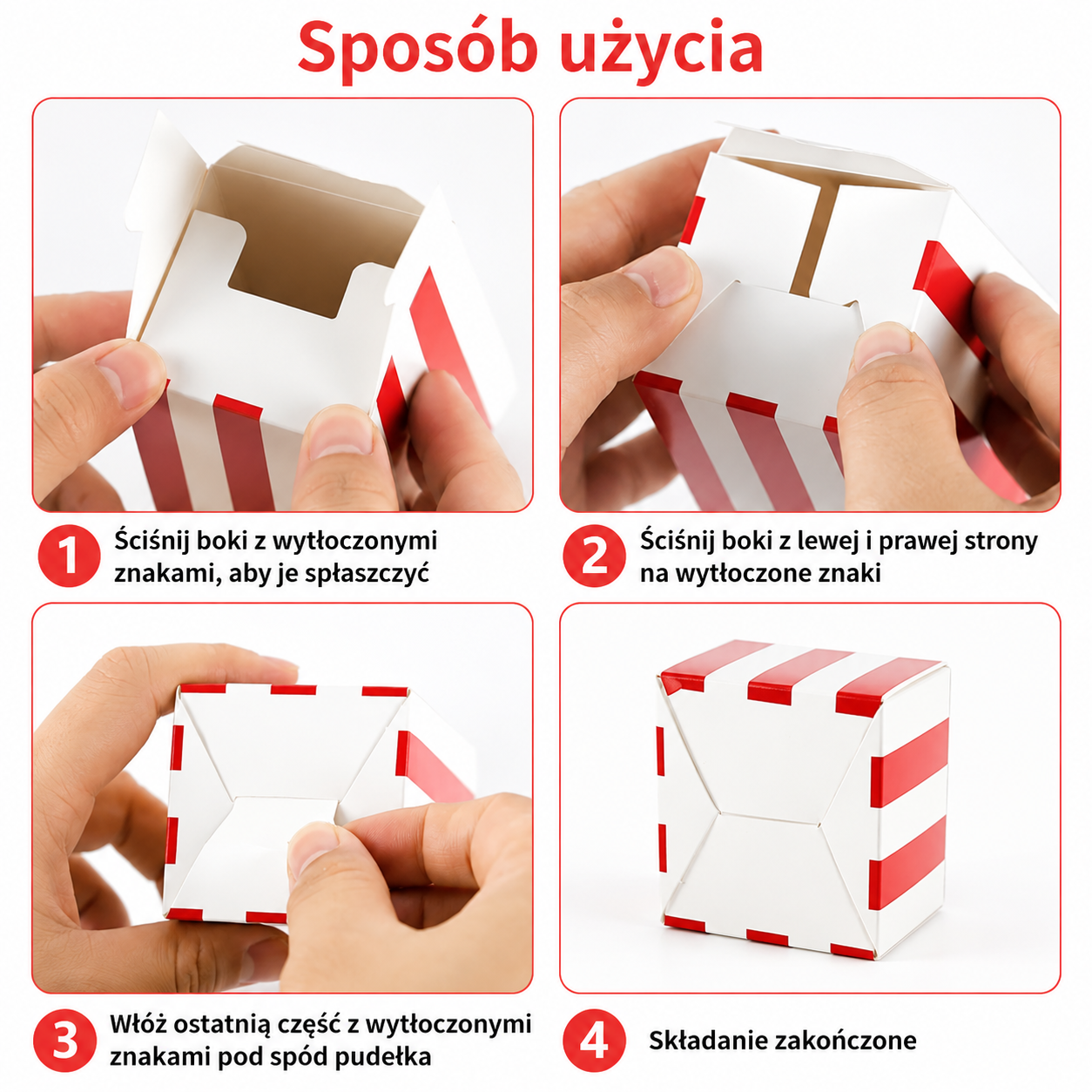 Pudełka na Popcorn Amerykańskie Mini Opakowania 30 szt Czerwono-Białe Paski