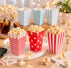 Pudełka na Popcorn Amerykańskie Mini Opakowania 30 szt Czerwone Niebieski w paski