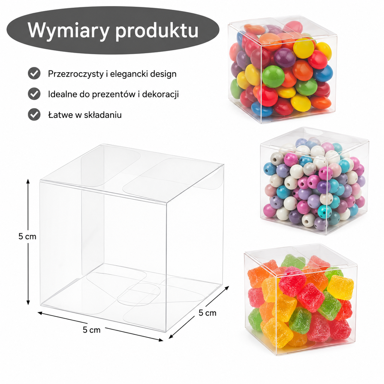 Pudełeczka Mini na Upominki Prezenty dla Gości Zestaw 50 szt Przezroczyste Eleganckie