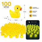 Zestaw Mini Kaczuszki Fluorescencyjne Świecące w nocy Dekoracyjne 100 szt. Żółte Figurki z żywicy