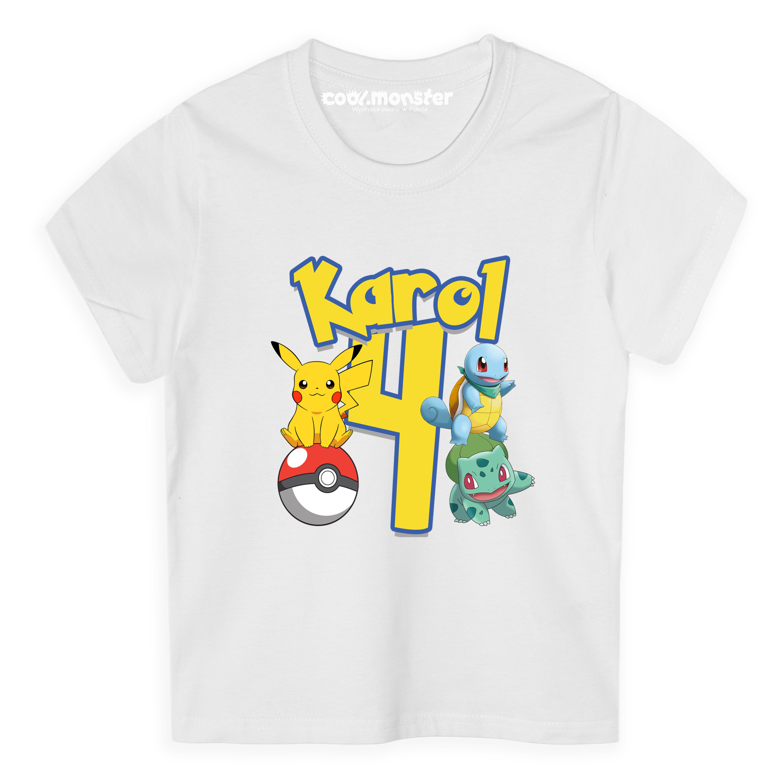 Pokemon - Pikachu - Koszulka / T-Shirt Dziecięcy z Imieniem i Cyfrą Prezent na Urodziny Drugie zdjęcie produktu