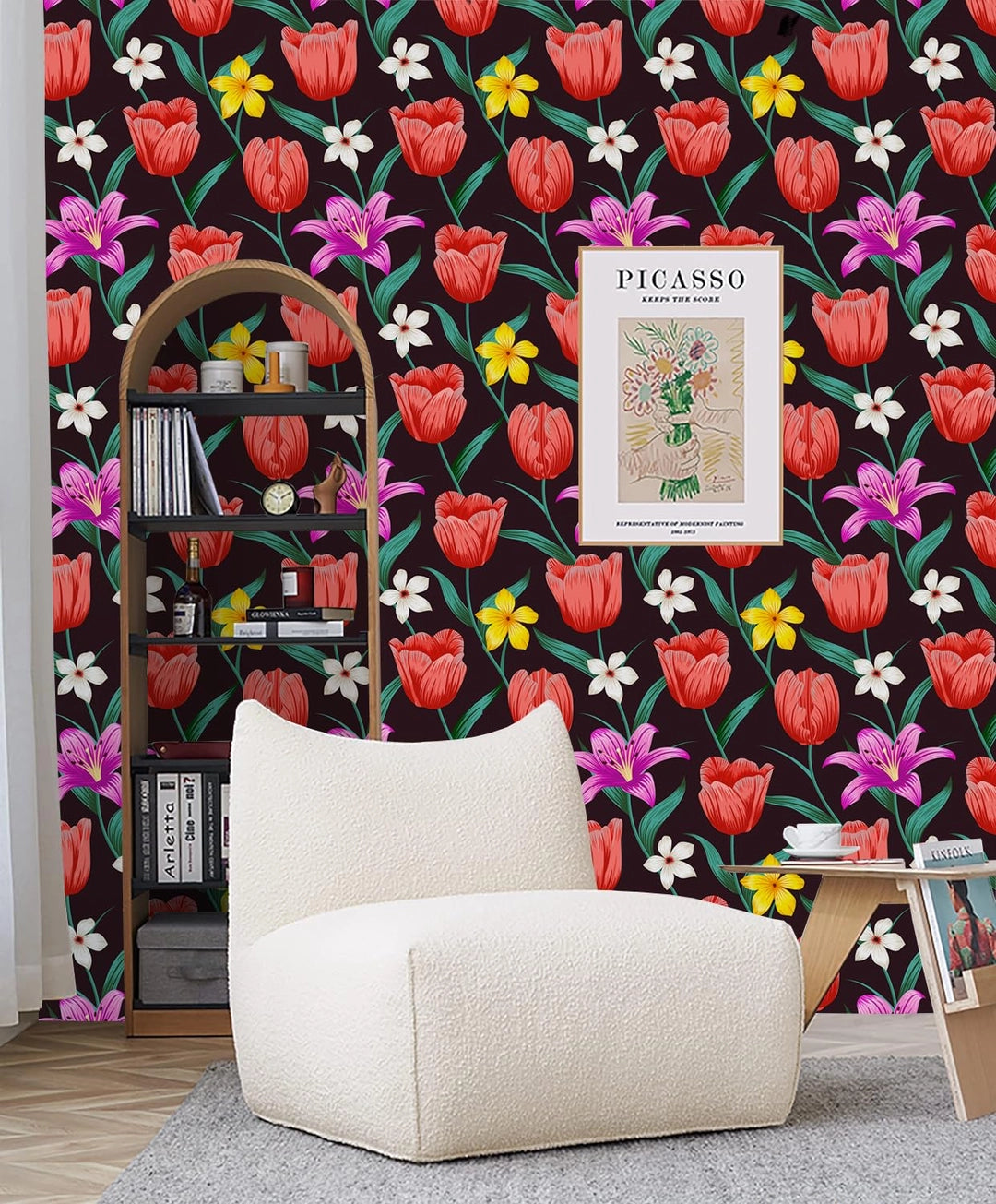 Samoprzylepna tapeta kwiatowa tulipany wodoodporna 40x300cm łatwy montaż Drugie zdjęcie produktu