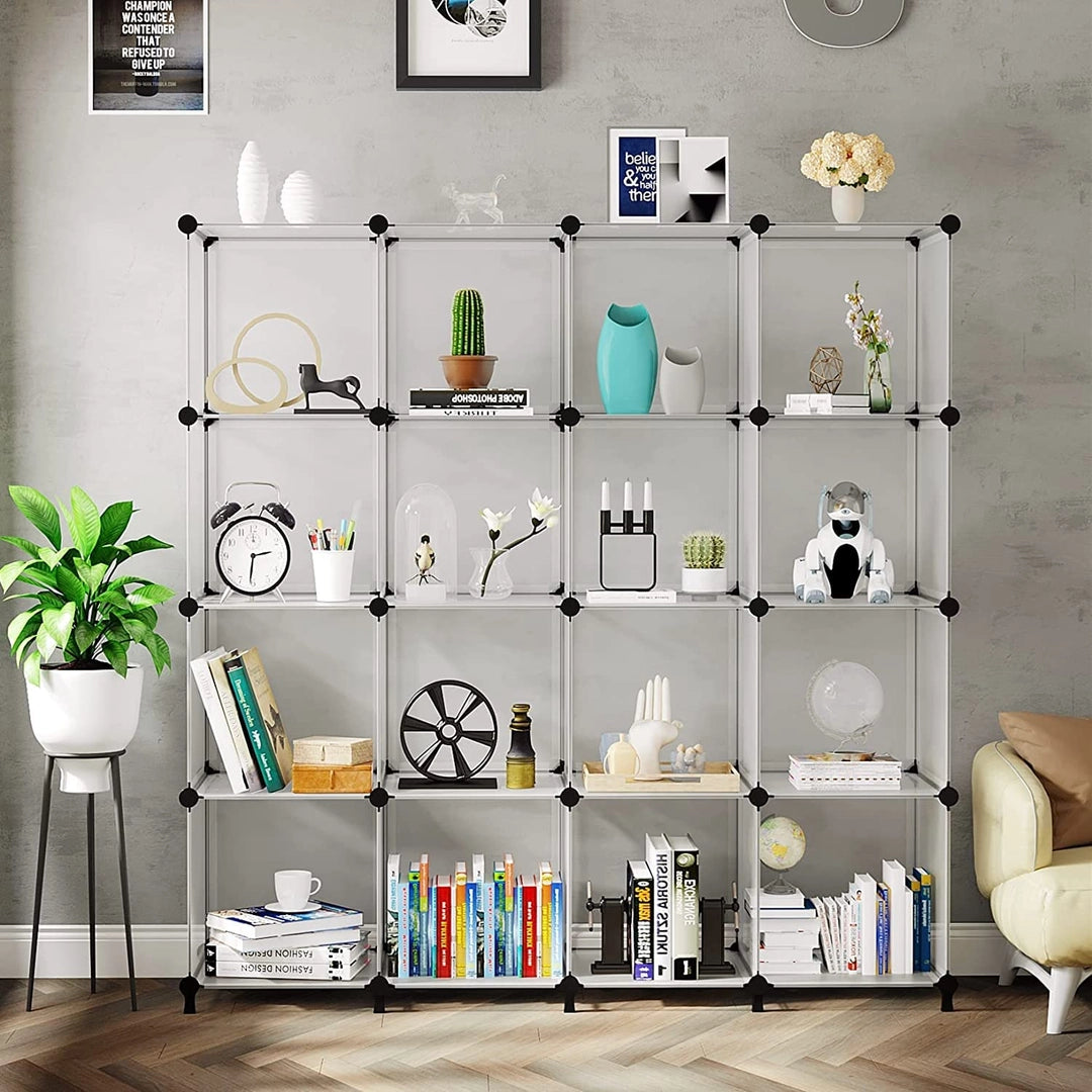 Regał modułowy 16 kostek 125x120 cm organizer z półkami na książki ubrania