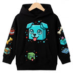 Bawełniana Bluza dziecięca Minecraft piesek czarna bluza z kapturem dla graczy z Pieskiem