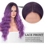 Długa Peruka Fioletowa Fioletowe Włosy Długie 60cm Kręcone Przebranie Cosplay Anime