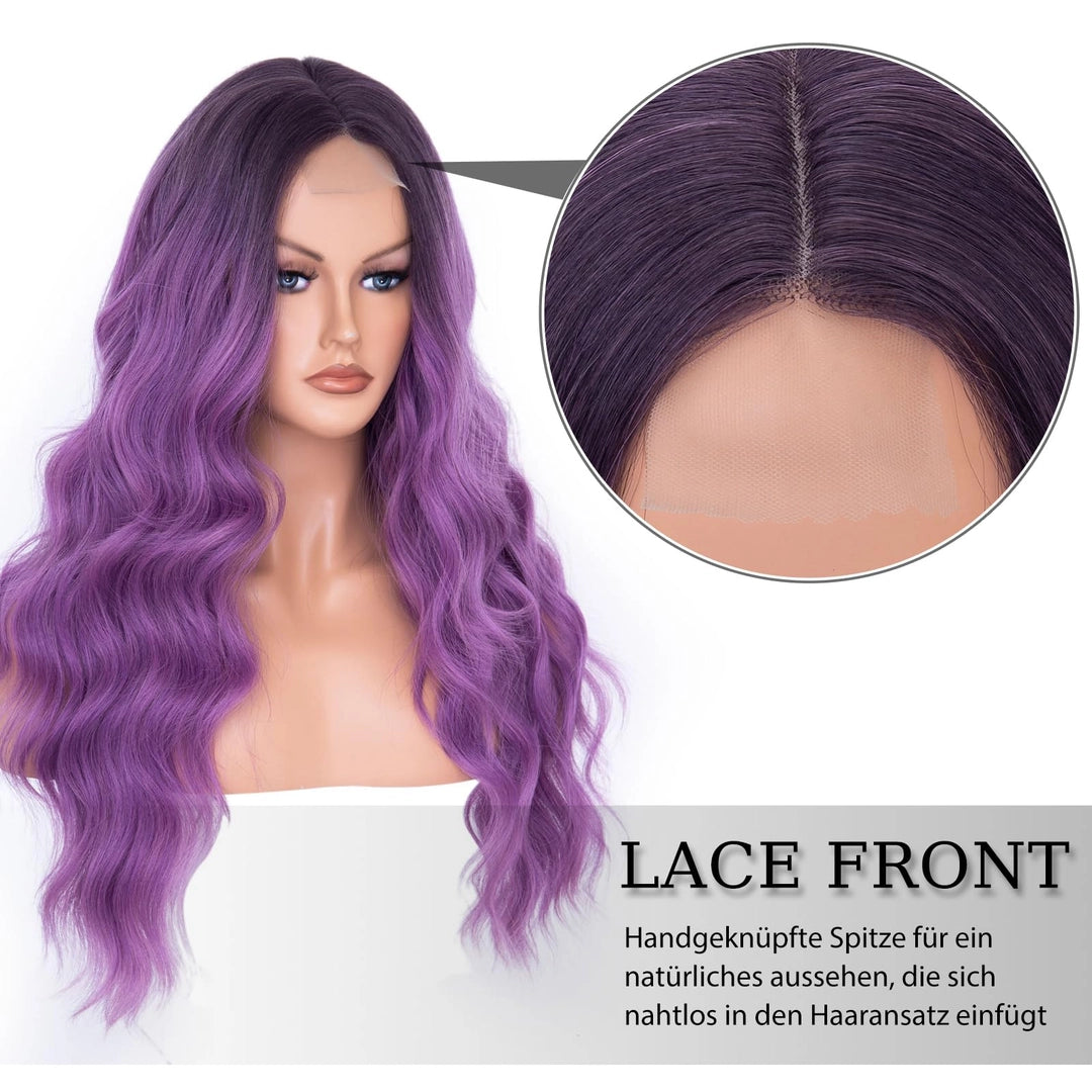 Długa Peruka Fioletowa Fioletowe Włosy Długie 60cm Kręcone Przebranie Cosplay Anime