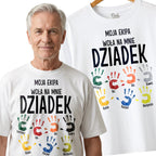 Koszulka Męska T-Shirt - Ekipa Dziadka z imionami wnuków - Czarna lub Biała- DZI03