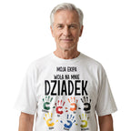 Koszulka Męska T-Shirt - Ekipa Dziadka z imionami wnuków - Czarna lub Biała- DZI03