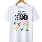 Koszulka Męska T-Shirt - Ekipa Dziadka z imionami wnuków - Czarna lub Biała- DZI03