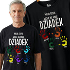 Koszulka Męska T-Shirt - Ekipa Dziadka z imionami wnuków - Czarna lub Biała- DZI03