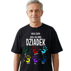 Koszulka Męska T-Shirt - Ekipa Dziadka z imionami wnuków - Czarna lub Biała- DZI03