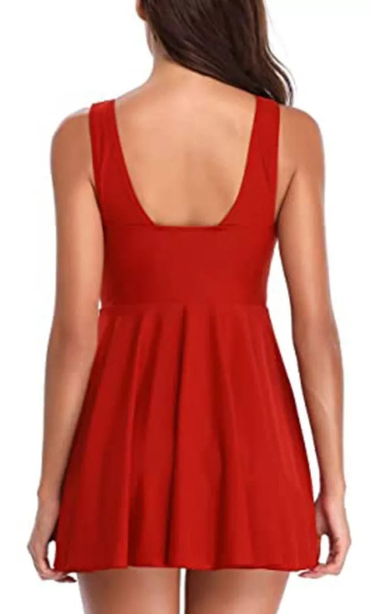 Shekini Kostium Strój Kąpielowy Sukienka Kąpielowa Jednocześciowy Czerwony