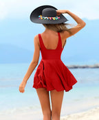 Shekini Kostium Strój Kąpielowy Sukienka Kąpielowa Jednocześciowy Czerwony