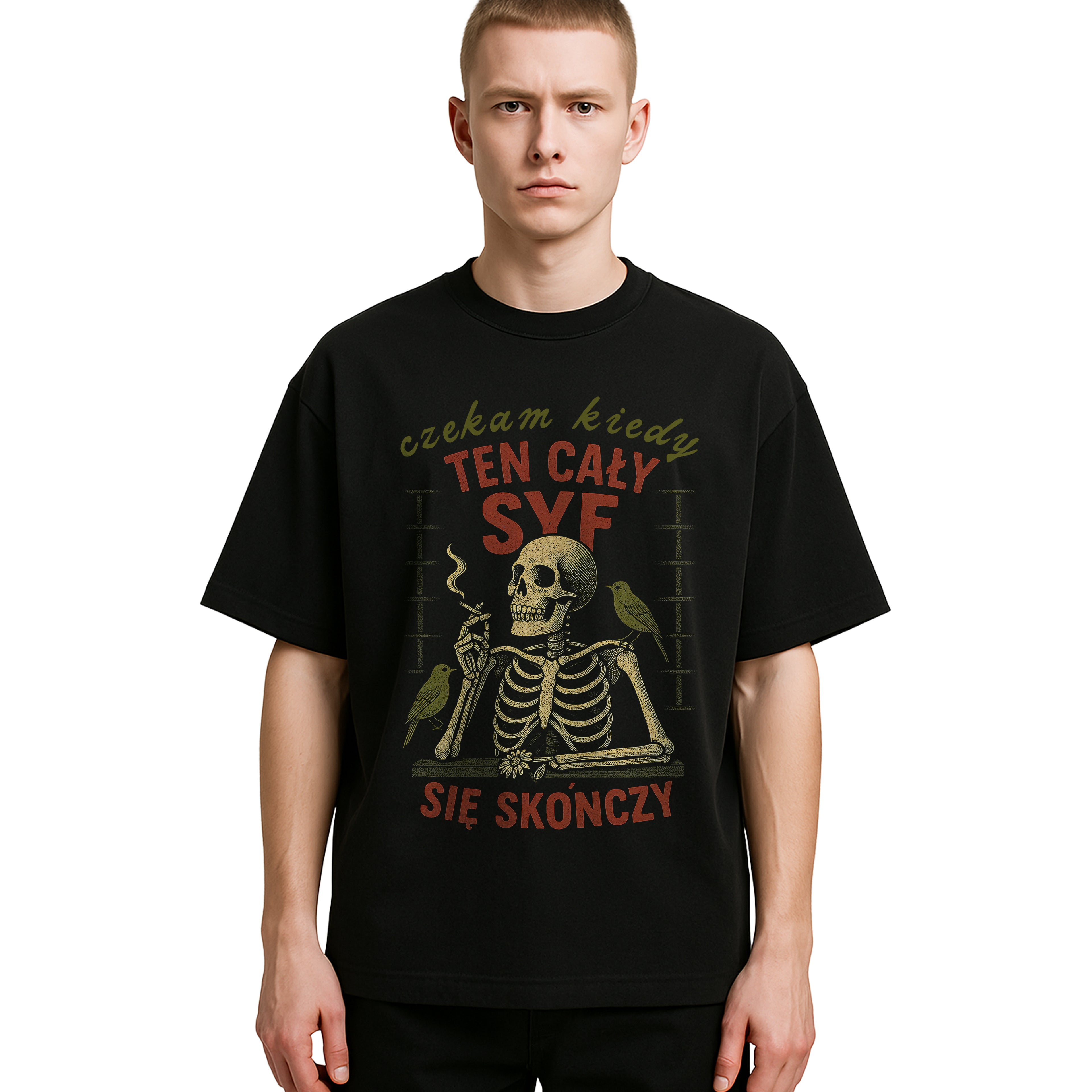 Koszulka Męska Damska Młodzieżowa T-Shirt Śmieszna Tekst - Czekam Kiedy Ten Syf S-2XL