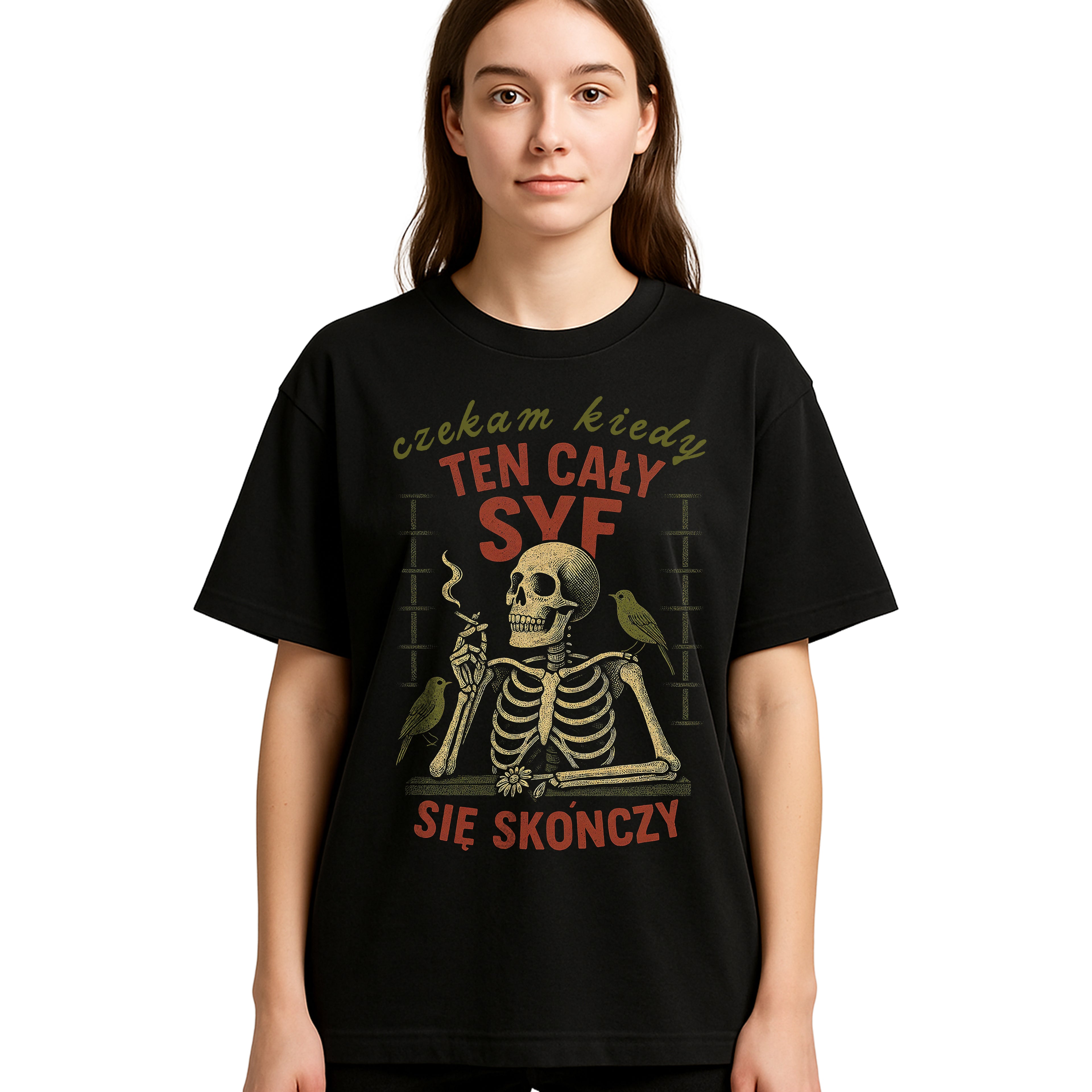 Koszulka Męska Damska Młodzieżowa T-Shirt Śmieszna Tekst - Czekam Kiedy Ten Syf S-2XL