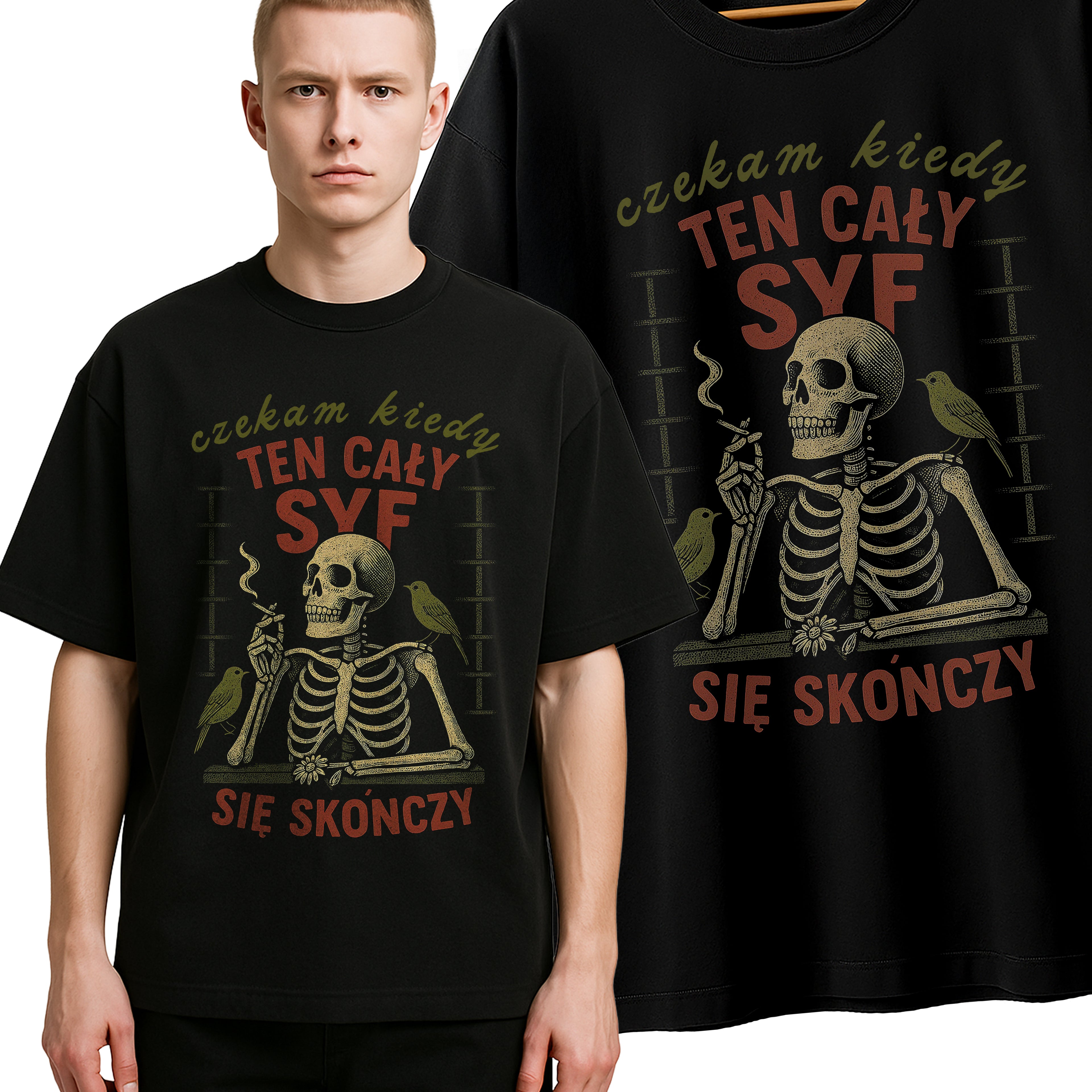 Koszulka Męska Damska Młodzieżowa T-Shirt Śmieszna Tekst - Czekam Kiedy Ten Syf S-2XL