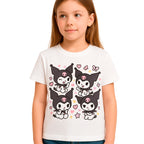 Kuromi Melody Hello Kitty T-Shirt Koszulka Dziecięca Słodki Motyw Biała lub Różowa E08