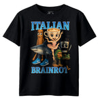 Italian Brainrot T-Shirt Koszulka Dziecięca śmieszny Motyw TikTok Czarna E09