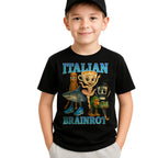 Italian Brainrot T-Shirt Koszulka Dziecięca śmieszny Motyw TikTok Czarna E09
