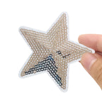 Naszywki termiczne serca i gwiazdki z cekinami – 12 sztuk, złote srebrne łatki DIY