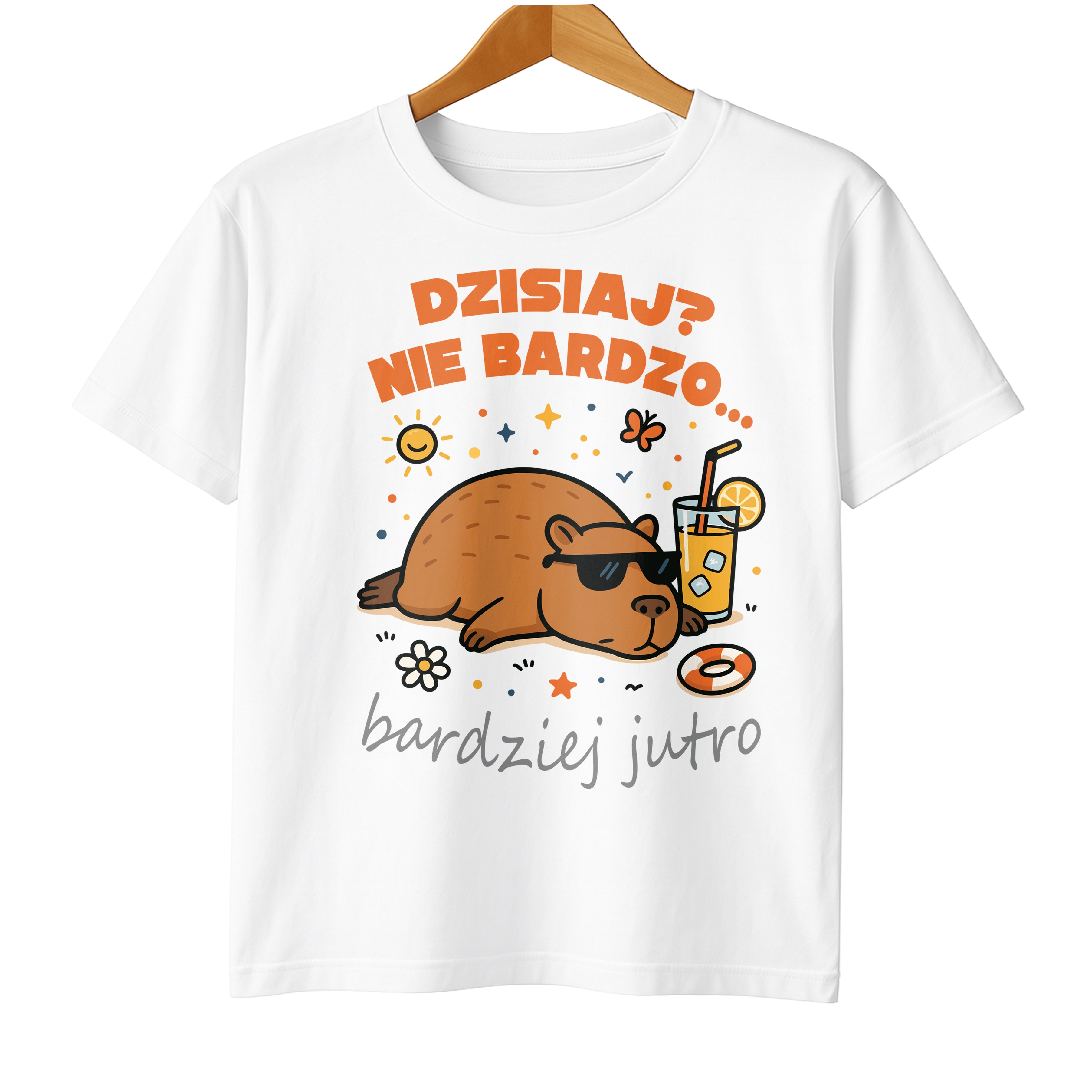 Kapibara Capybara T-Shirt Koszulka Dziecięca śmieszny Motyw Biała lub Czarna E10
