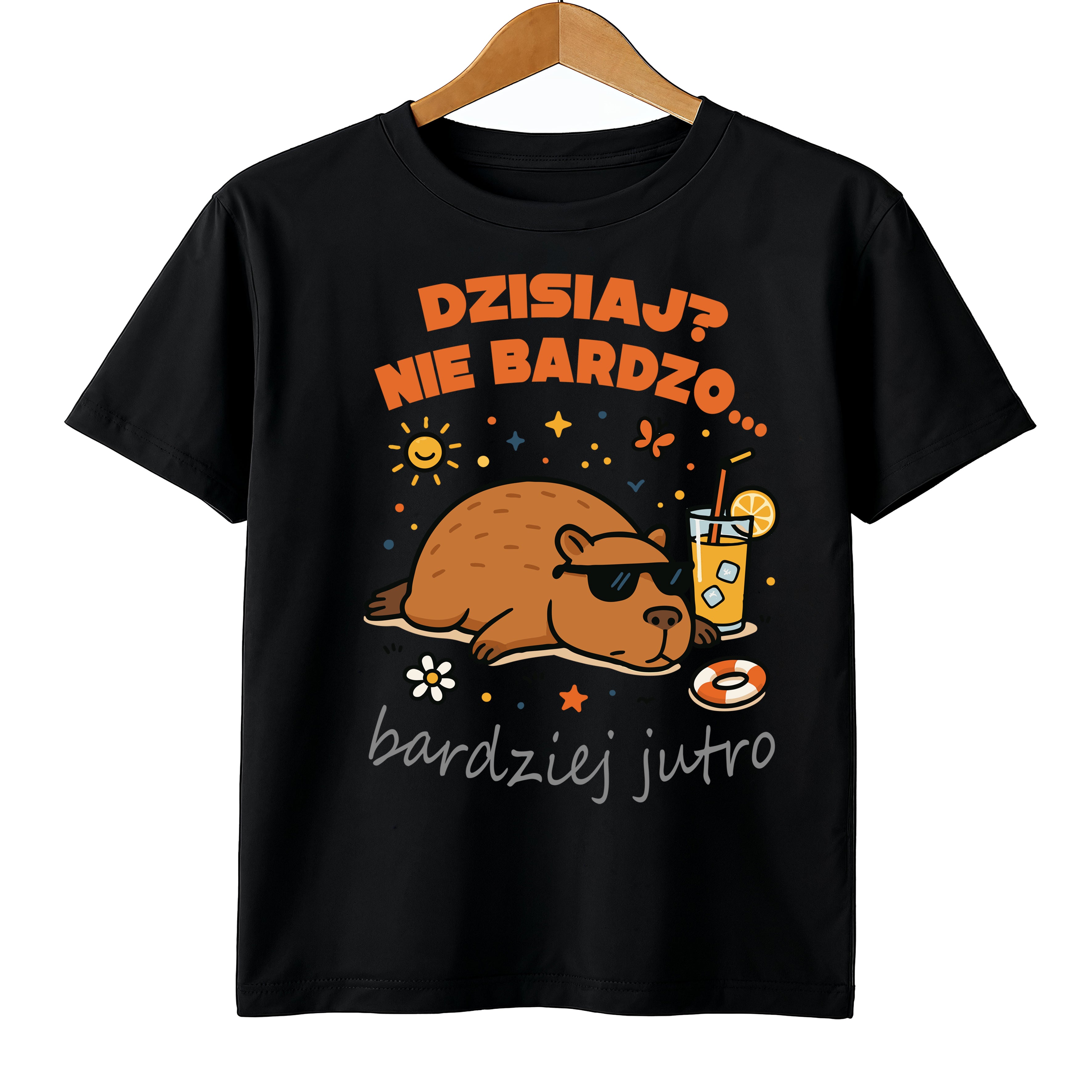 Kapibara Capybara T-Shirt Koszulka Dziecięca śmieszny Motyw Biała lub Czarna E10