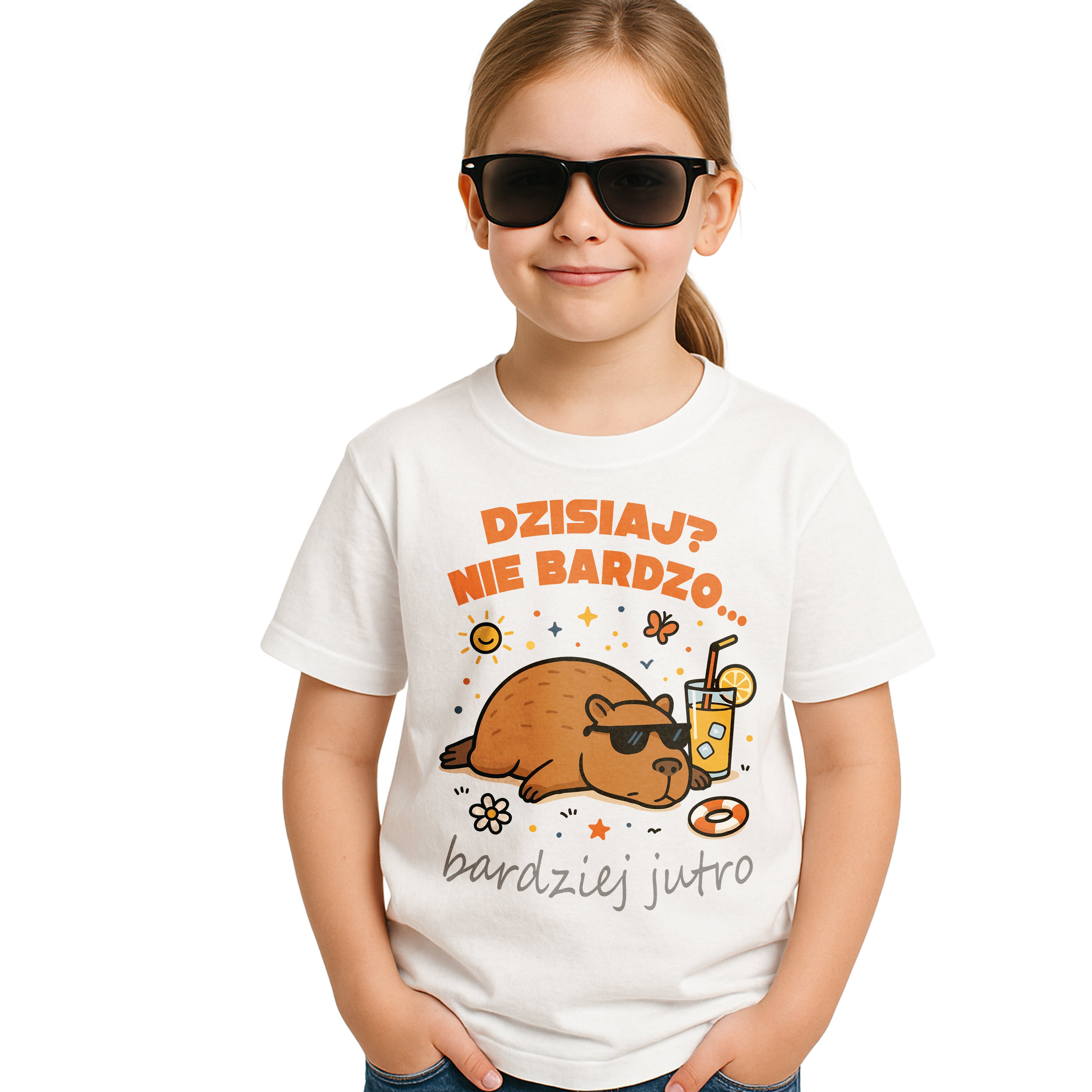 Kapibara Capybara T-Shirt Koszulka Dziecięca śmieszny Motyw Biała lub Czarna E10