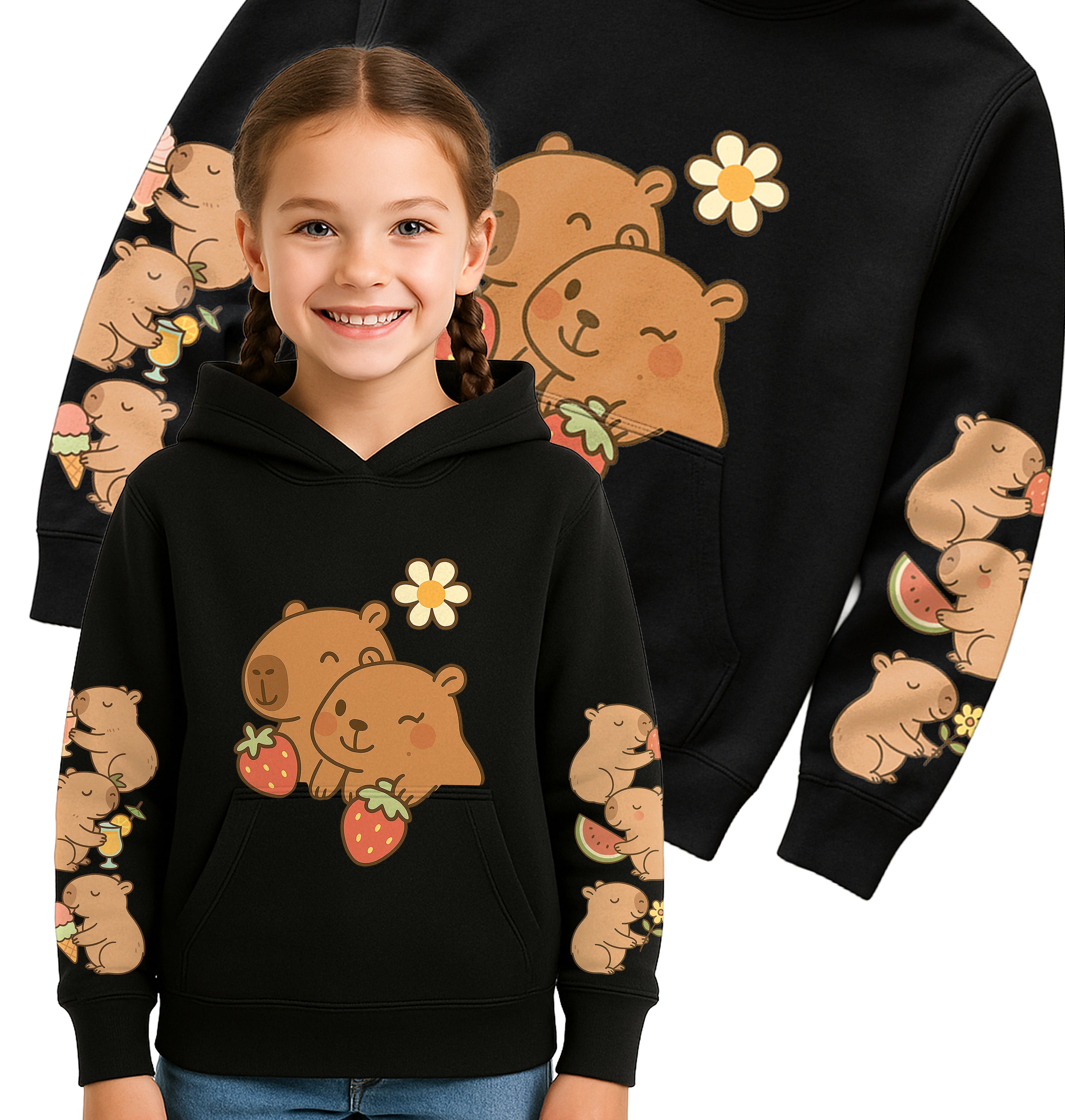 Kapibara Bluza z kapturem Bawełniana Kangurka - Dla Dzieci z Kapibarą Capybara