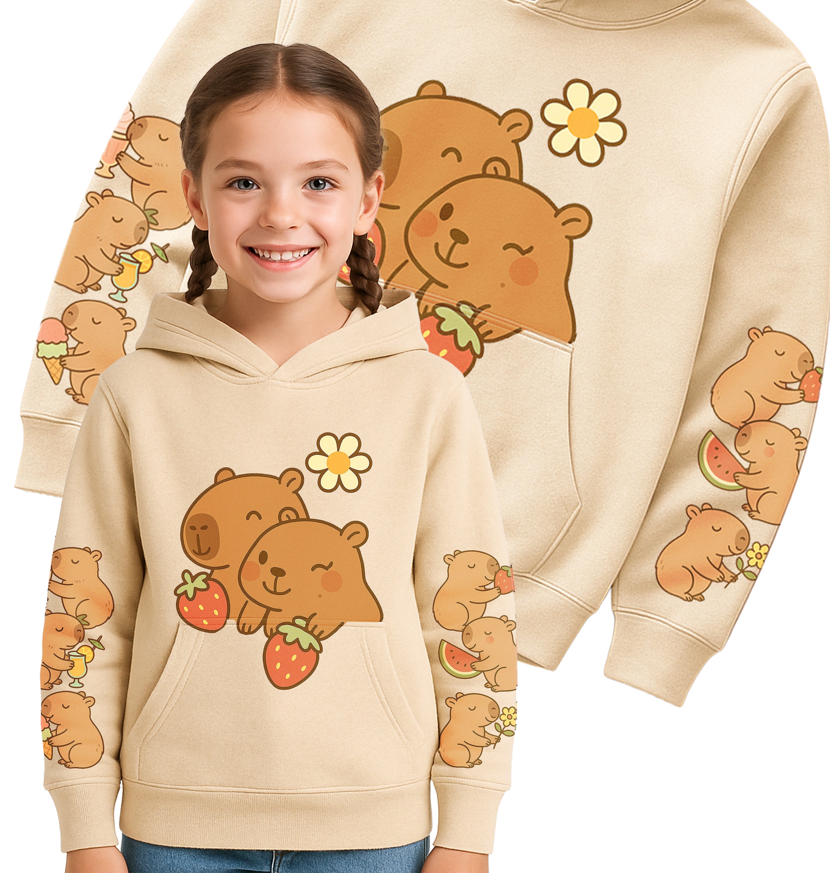 Kapibara Bluza z kapturem Bawełniana Kangurka - Dla Dzieci z Kapibarą Capybara