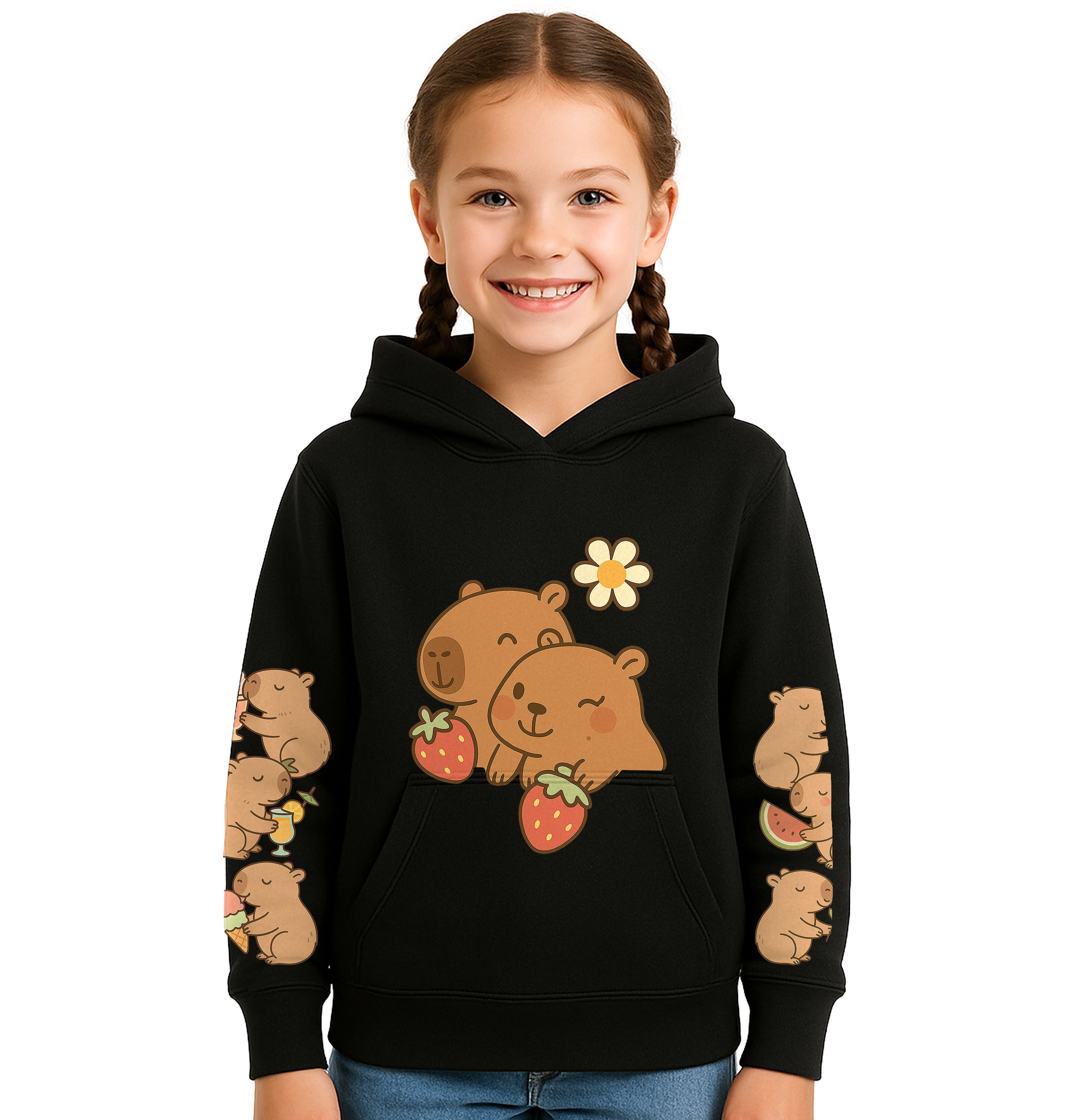 Kapibara Bluza z kapturem Bawełniana Kangurka - Dla Dzieci z Kapibarą Capybara